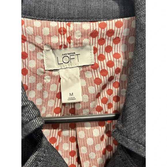 ANN TAYLOR LOFT Double Breasted Lined Denim Jacket Sz M Medium‎ - Picture 3 of 7